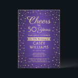 Invitation N'IMPORTE QUELLE Oeuvre D'Anniversaire Brossé Purp<br><div class="desc">Famille Invitation et amis à une fête d'anniversaire élégante avec des invitations personnalisées violet et or. Tout le libellé de ce modèle (y compris "Cheers to 50 Years") est mis en place pour un 50ème anniversaire, mais est simple à personnaliser pour n'importe quelle année ou type d'événement. Le design comprend...</div>