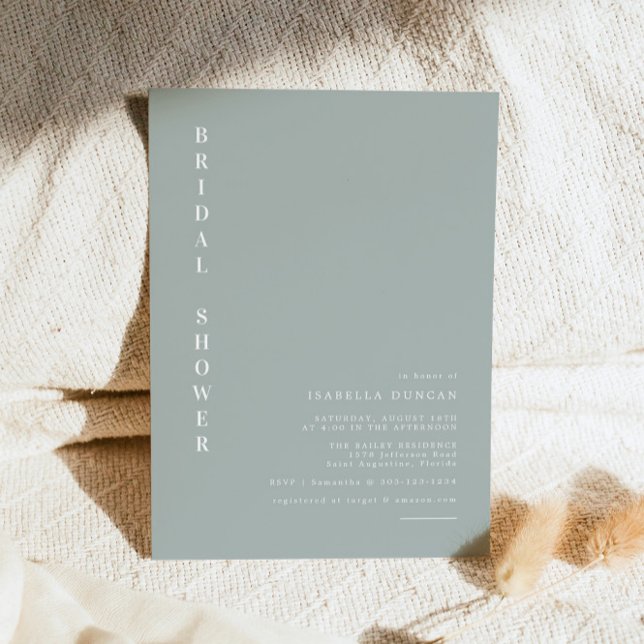 Invitation NINA Sage Green Bohemian Fête des mariées minimale (Créateur téléchargé)