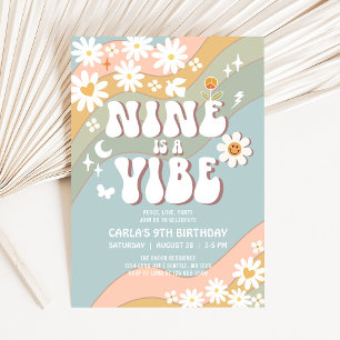 Invitation NINE est une ambiance anniversaire rétro hippie Da