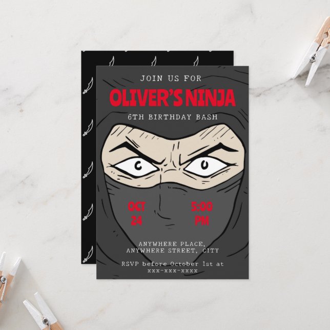 Invitation Ninja (Devant/Arrière en situation)