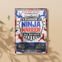Ninja Athletic Warrior Anniversaire Fête Invitatio