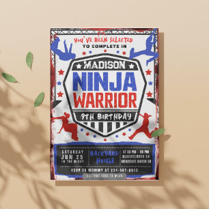 Invitation Ninja Athletic Warrior Anniversaire Fête Invitatio