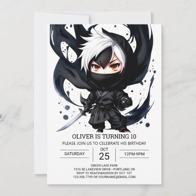Invitation Ninja Aventure Personnalisée Anniversaire (Devant)