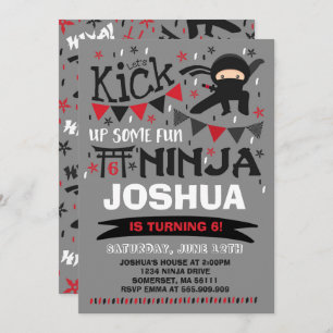 Invitation Ninja Birthday Karate Birthday Party