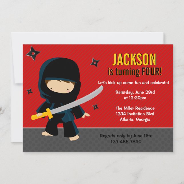 Invitation Ninja fête d'anniversaire (Devant)