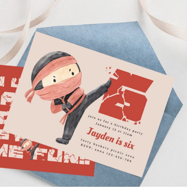 Invitation Ninja fête d'anniversaire, garçons 6e anniversaire (Créateur téléchargé)