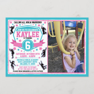 Invitation Ninja Filles guerrières rose Turquoise photo d'ann