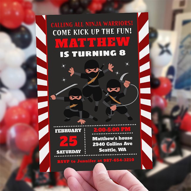Invitation Ninja invitation, Ninja anniversaire (Ninja Party Birthday Invitation)