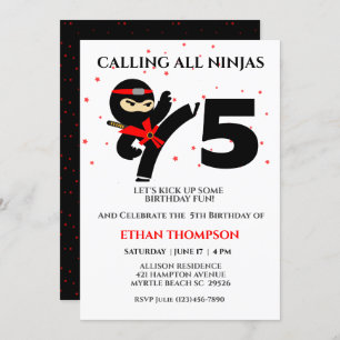 Invitation Ninja Karate Anniversaire Personnalisé Age Party I