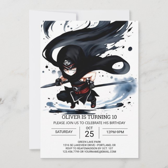 Invitation Ninja Martial Arts Whimsday (Devant)