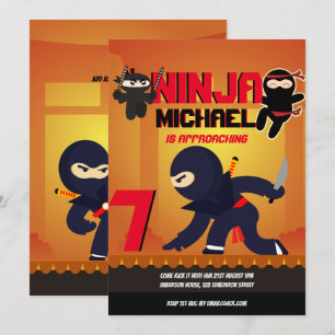 Invitation NINJA MOVIE STAR WARRIOR Boys Girls Dessin Party