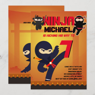 Invitation NINJA MOVIE STAR WARRIOR Boys Girls Dessin Party