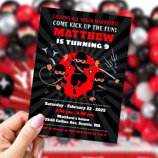 Invitation Ninja party invitation, Ninja anniversaire (Créateur téléchargé)