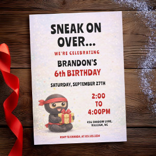 Invitation Ninja Pastel Mignon & Boîte Cadeau Anniversaire En