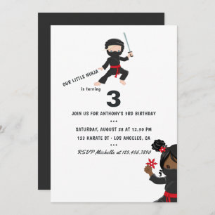 Invitation Ninja thème fête d'anniversaire