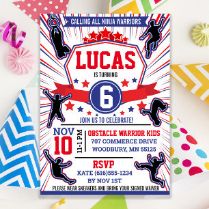 Invitation Ninja Warrior Birthday Party Obstacle Course