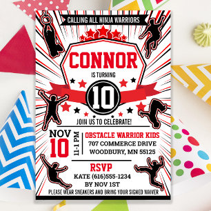 Invitation Ninja Warrior Birthday Party Obstacle Course