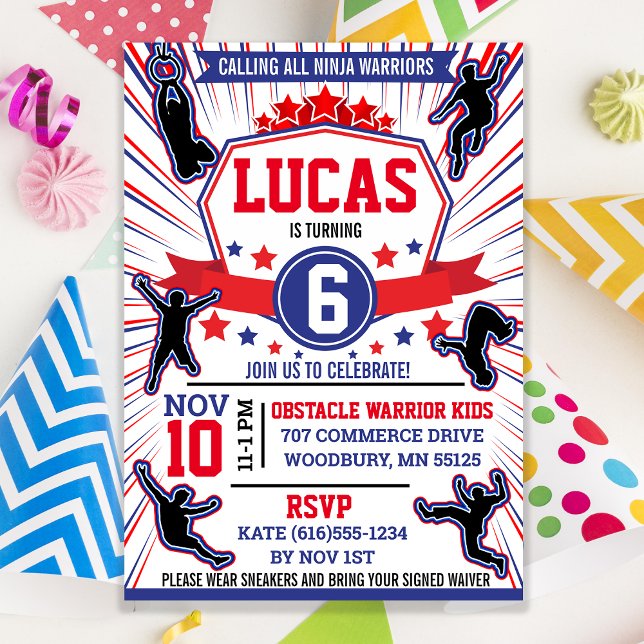 Invitation Ninja Warrior Birthday Party Obstacle Course (Créateur téléchargé)