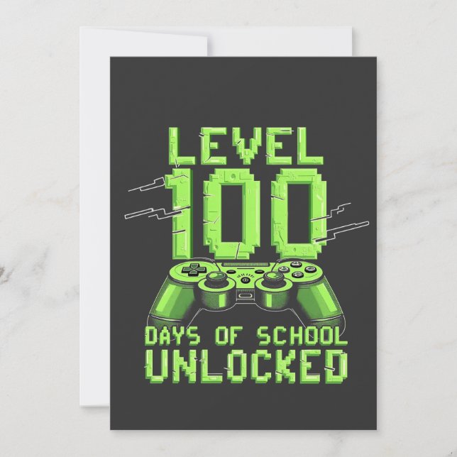 Invitation Niveau 100e Jours de l'école de jeu déverrouillé (Devant)