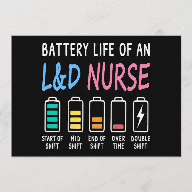 Invitation Niveau de batterie d'un graphique d'humour d'infir (Devant)