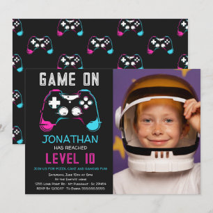 Invitation Niveau de jeu vidéo Joueur anniversaire Photo