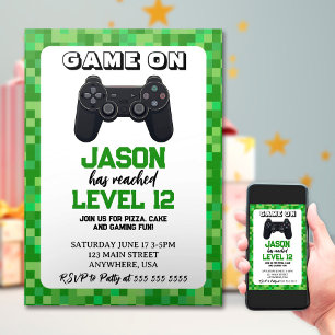 Invitation Niveau du jeu vidéo jusqu'à Gamer Anniversaire
