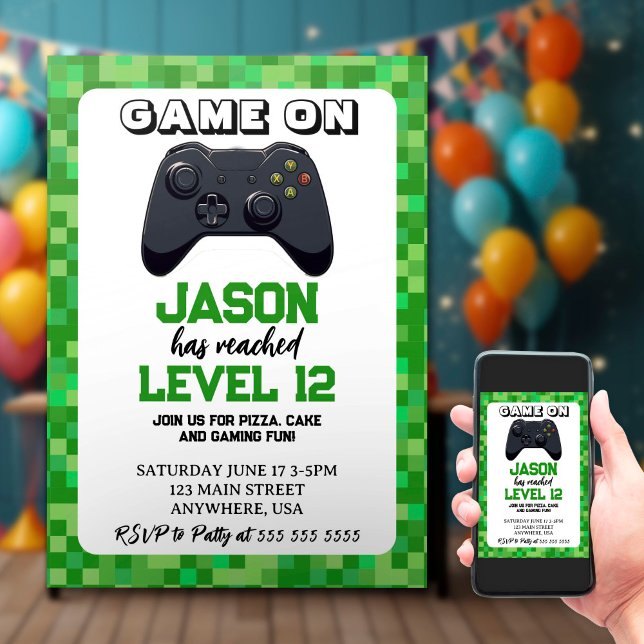 Invitation Niveau du jeu vidéo jusqu'à Gamer Anniversaire (Créateur téléchargé)