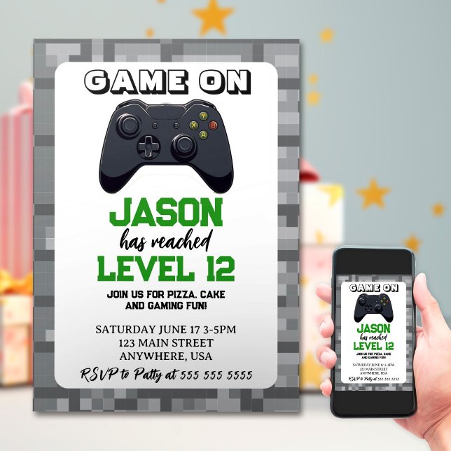 Invitation Niveau du jeu vidéo jusqu'à Gamer Anniversaire (Créateur téléchargé)