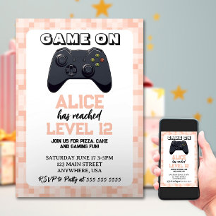 Invitation Niveau du jeu vidéo jusqu'à Gamer Girl Anniversair