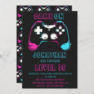 Invitation Niveau du jeu vidéo jusqu'à la fête d'anniversaire