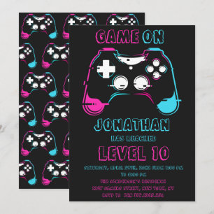 Invitation Niveau supérieur de jeu vidéo Fête d'anniversaire 