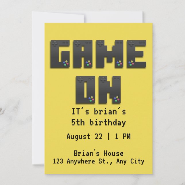 Invitation Niveau supérieur ! Epic Video Game Anniversaire In (Devant)