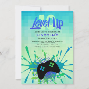 Invitation Niveau Up Video Game Controller Anniversaire