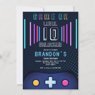 Invitation Niveau Up Video Game Controller Chaque année Anniv