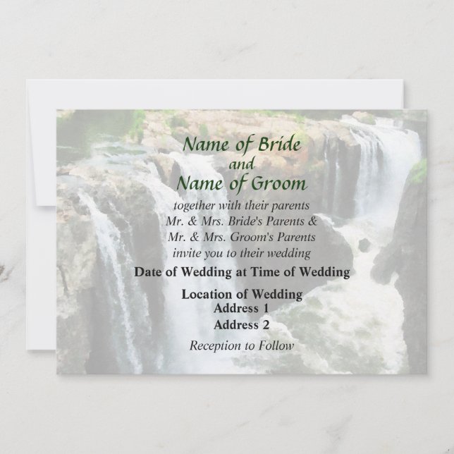 Invitation NJ - Cascade Paterson NJ Fournitures de mariage (Devant)