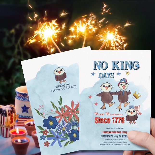 Invitation "No King Days" Photo de l'aigle patriotique Retour (No King Days_ Patriotic Eagle Photo Back Invitation)