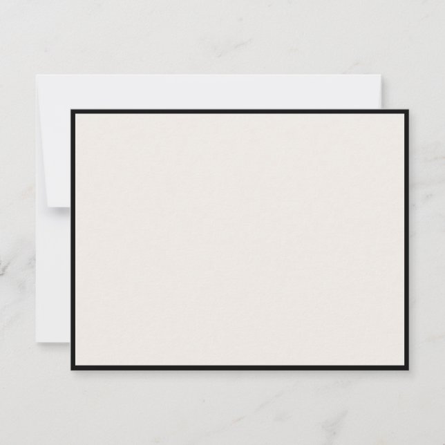 Invitation No text, Black Border, Ivory Modern Note Card (Devant)