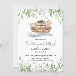 Invitation Noah's Ark Green Christening & 1er Anniversaire