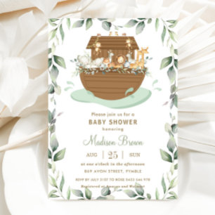 Invitation Noah's Ark Greenery Baby shower Genre Neutre