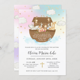 Invitation Noah's Ark Rainbow Baptism Christening Dedication