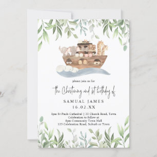 Invitation Noahs Ark Verdure Christening & 1er Anniversaire
