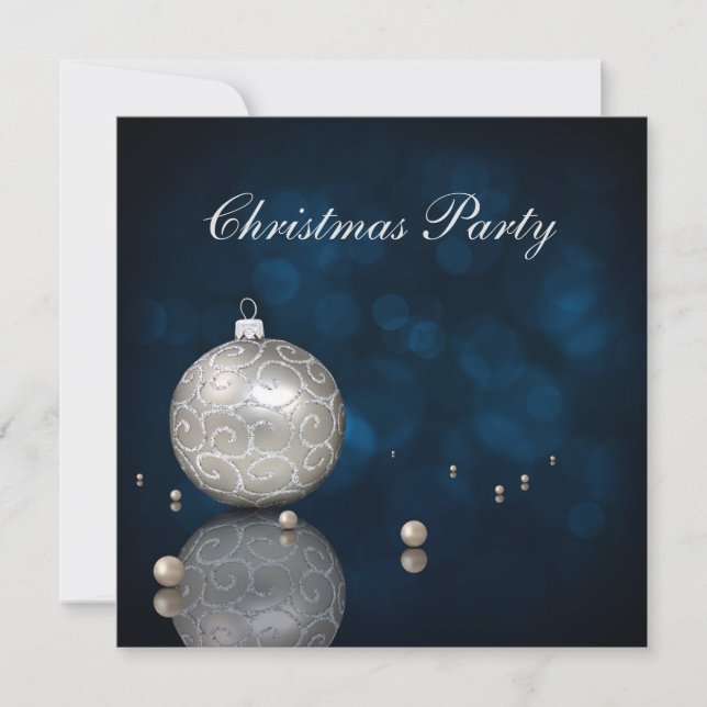 Invitation Noble Argent Parties scintillant Ornement Noël Inv (Devant)
