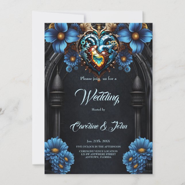 Invitation Noble coeur steampunk (Devant)