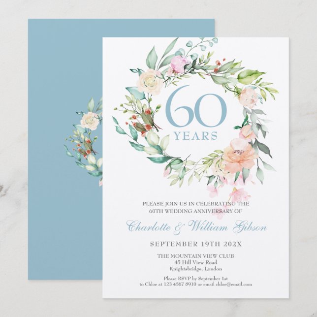 Invitation Noce de diamant 60 ans (Devant / Derrière)