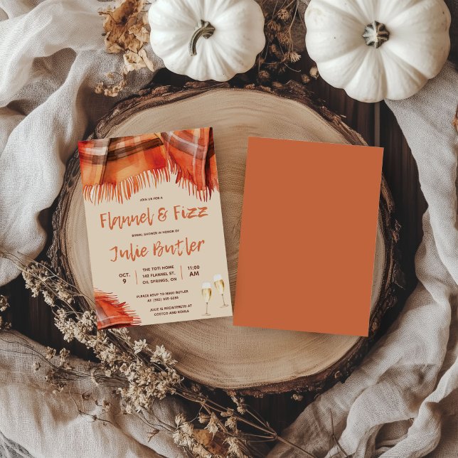 Invitation Noce de Fille Flanelle et Fizz, Automne, Orange (Créateur téléchargé)
