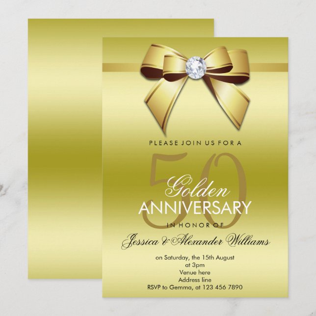 Invitation Noce de ruban 50 ans de mariage (Devant / Derrière)