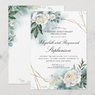 Invitation Noces Anniversaire de Mariage Floral Géométrique V