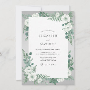 Invitation Noces argentées au eucalyptus écume de mer