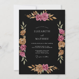 Invitation Noces au pétale de prune noir