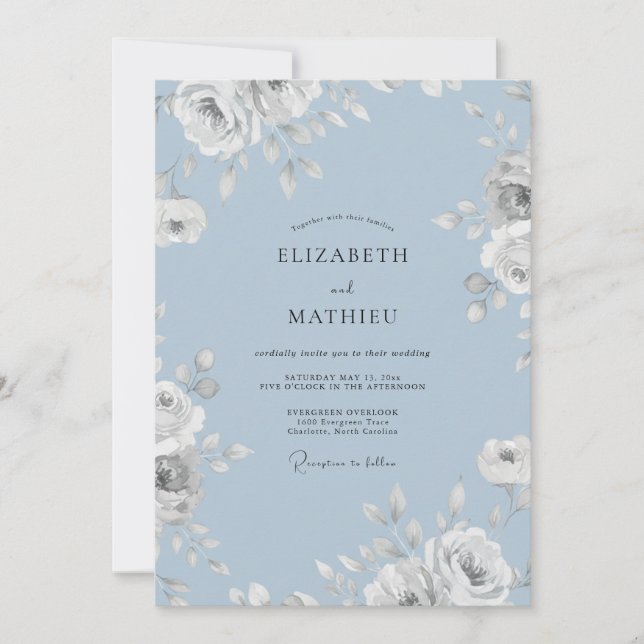 Invitation Noces au Pétales de Bleuet (Devant)
